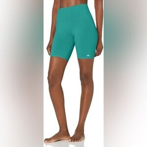 ALO Yoga Women's Teal High-Waist Bike Shorts